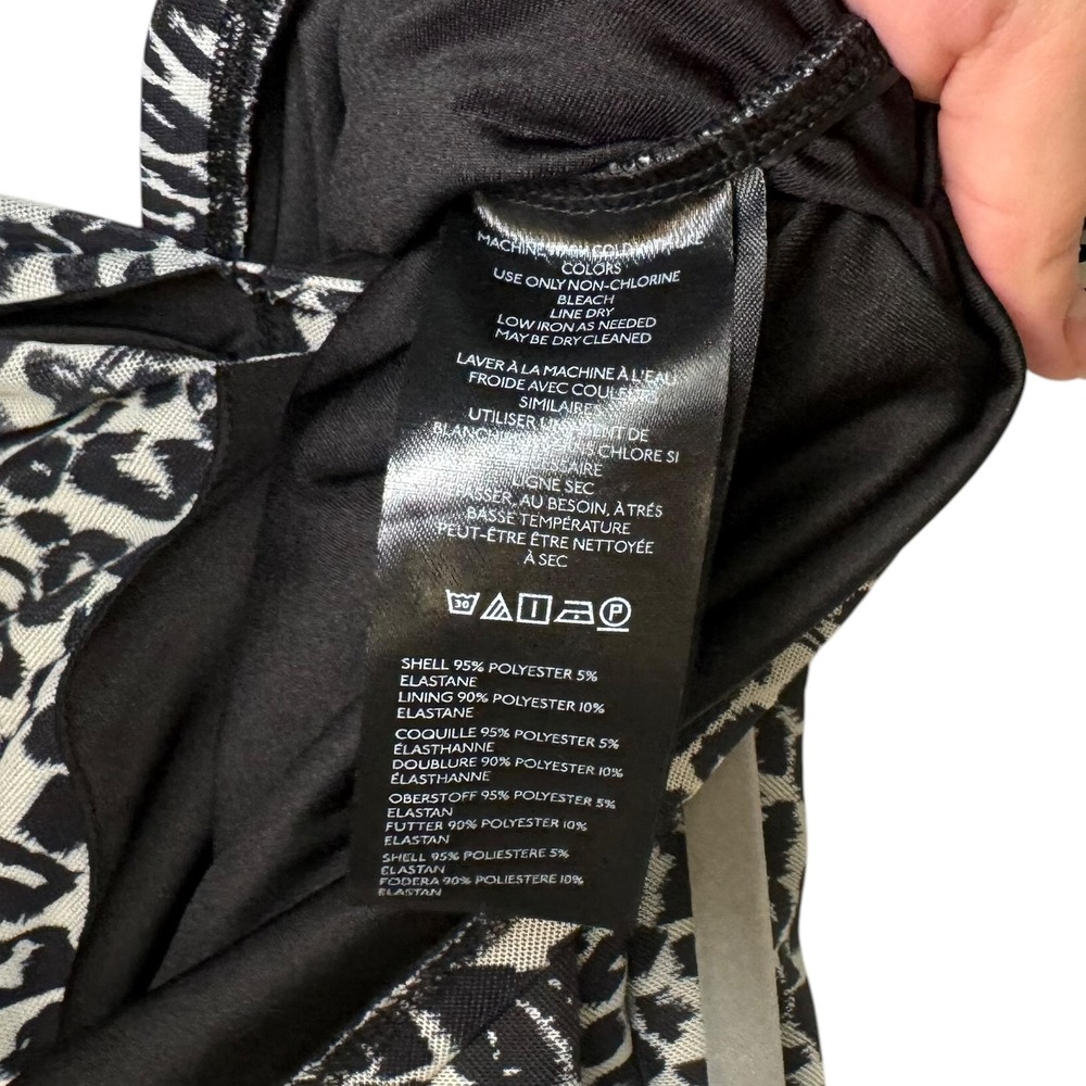 Maeve Leopard Print Ruched Mesh Off-The-Shoulder Top XL Black White Mob Wife - Picture 7 of 9